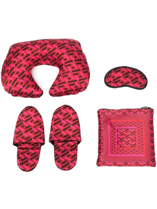 Versace red La Greca print travel set | Browns Travel Accessories