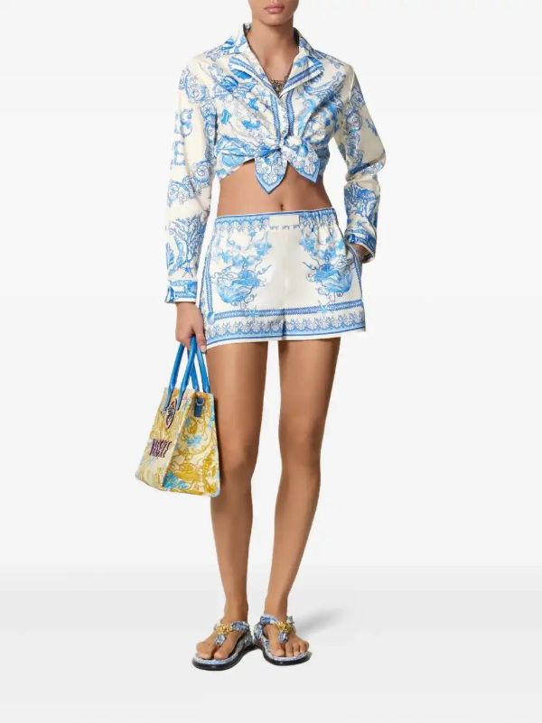 Versace Underwater Barocco Cotton Shorts | Browns Short & Mini Shorts