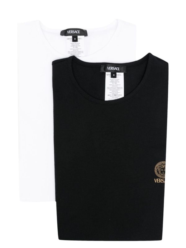 Versace White and Black Medusa-Print Cotton T-shirt Set | Browns T-Shirts