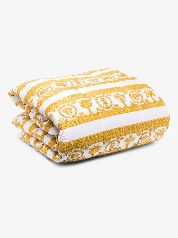 Versace white black and gold Baroque blanket | Browns Blankets & Throws