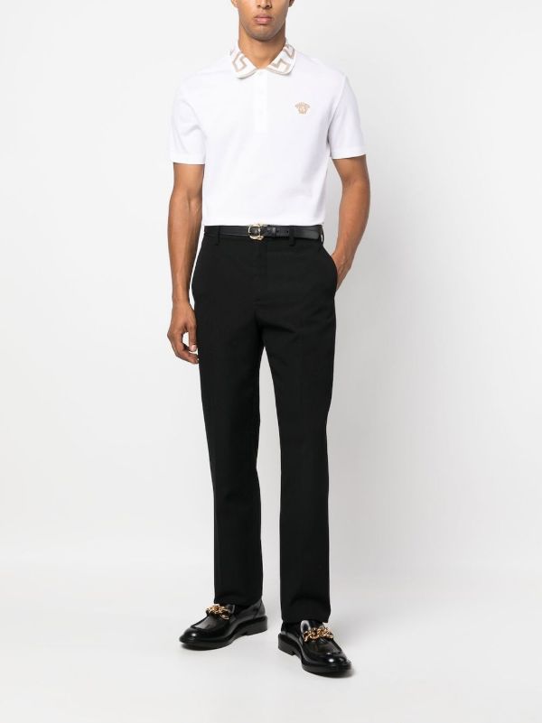 Versace White Greca Cotton Polo Shirt | Browns Polo Shirts
