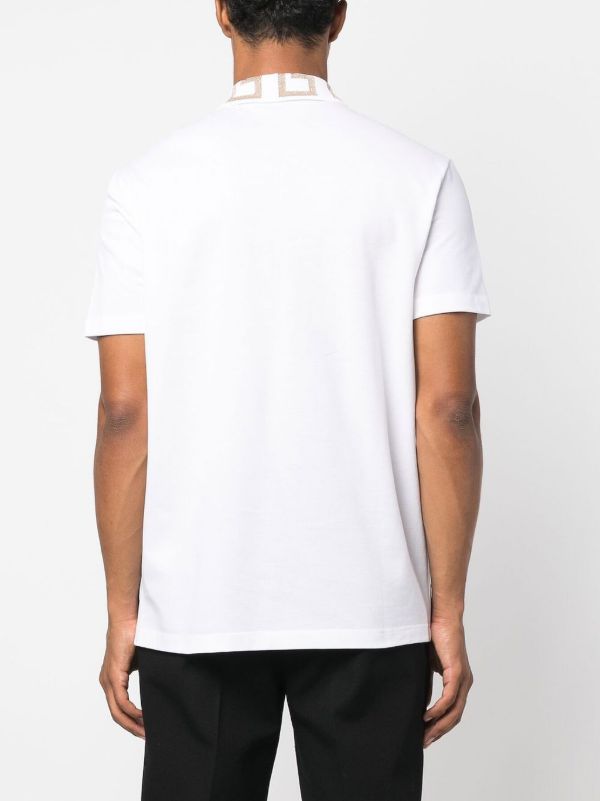 Versace White Greca Cotton Polo Shirt | Browns Polo Shirts