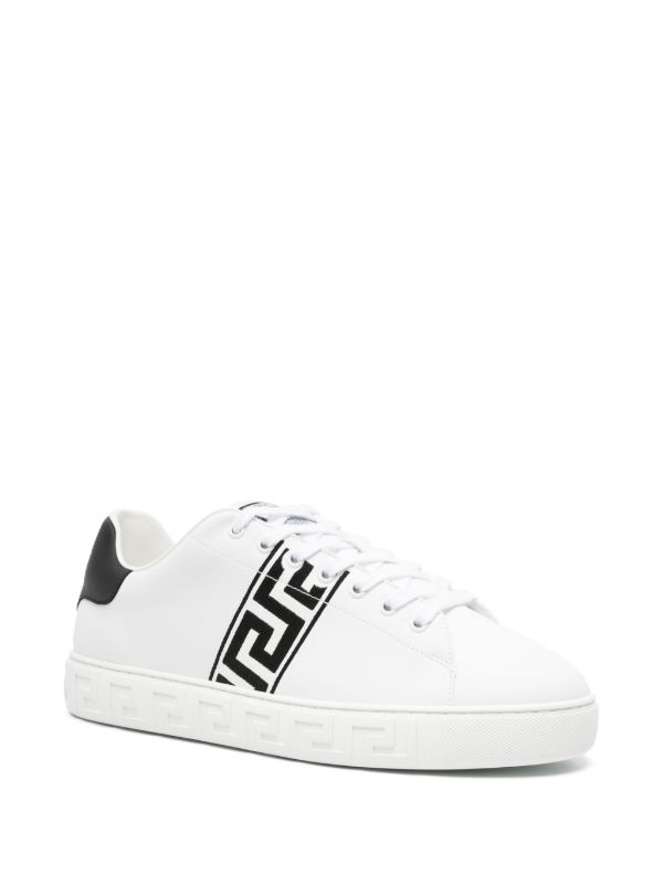 Versace White Greca Embroidered Leather Sneakers | Browns Low-Tops