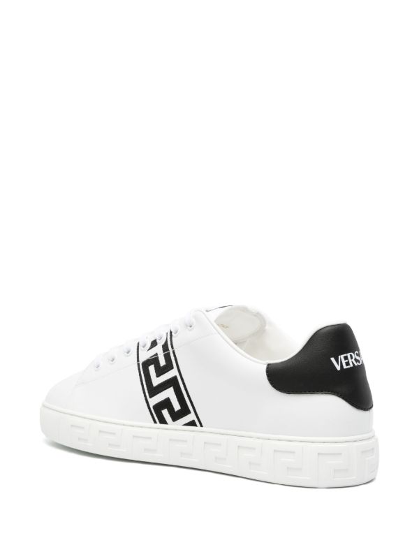 Versace White Greca Embroidered Leather Sneakers | Browns Low-Tops