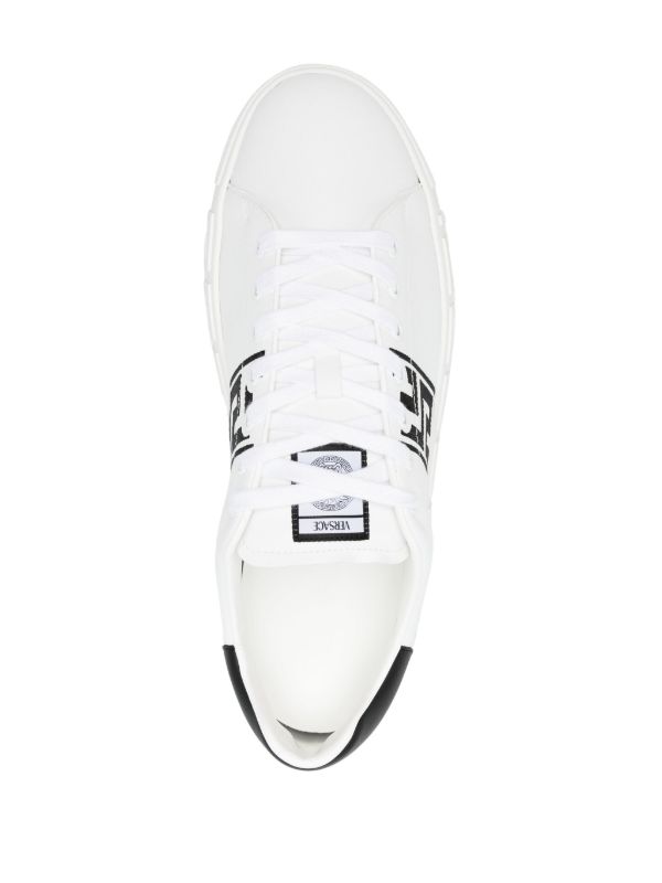 Versace White Greca Embroidered Leather Sneakers | Browns Low-Tops
