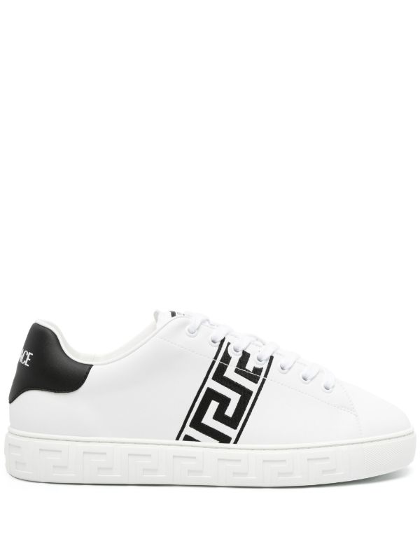 Versace White Greca Embroidered Leather Sneakers | Browns Low-Tops