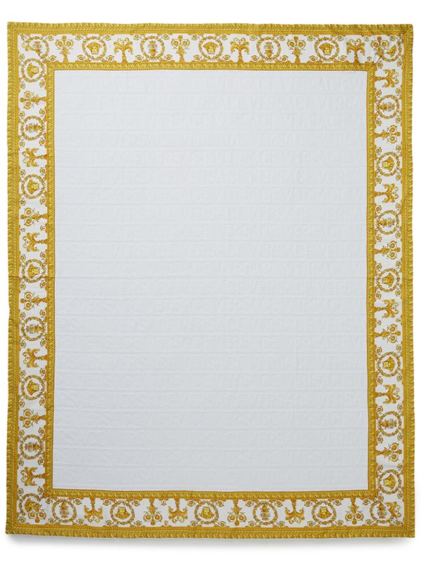 Versace White I Love Baroque Cotton Towel | Browns Towels