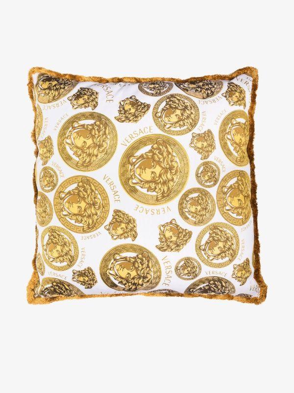 Versace White Medusa Double Sided Cushion | Browns Cushions