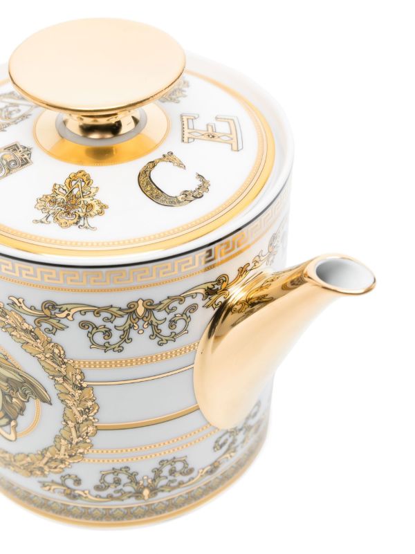 Versace White Virtus Gala Porcelain Teapot | Browns Cups & Tea Sets