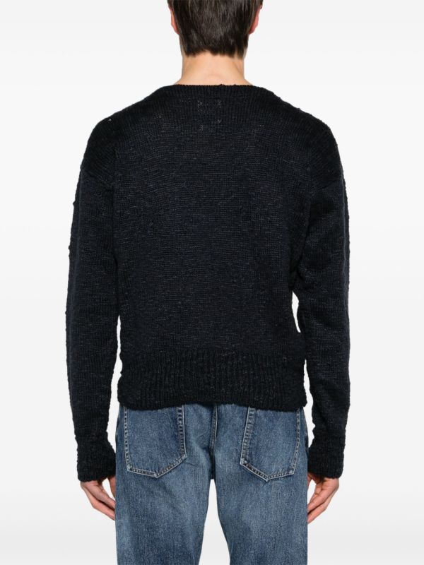 Visvim Blue Intarsia-Knit Silk Sweater | Browns Knitted Sweaters