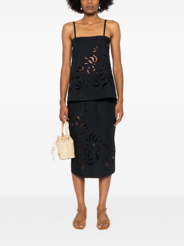 Vita Kin Black Cut-Embroidered Cotton Pencil Skirt | Browns Pencil Skirts