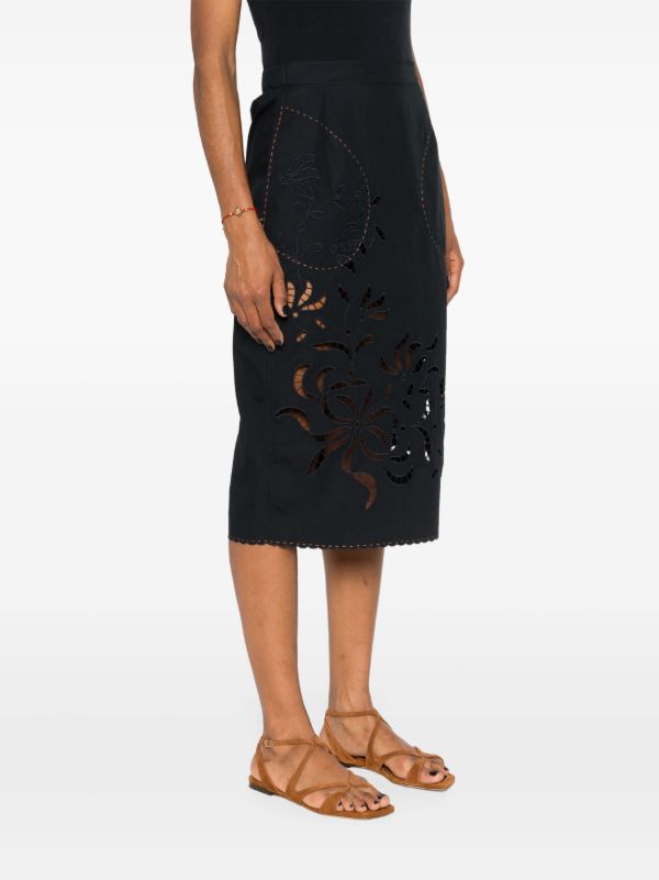 Vita Kin Black Cut-Embroidered Cotton Pencil Skirt | Browns Pencil Skirts