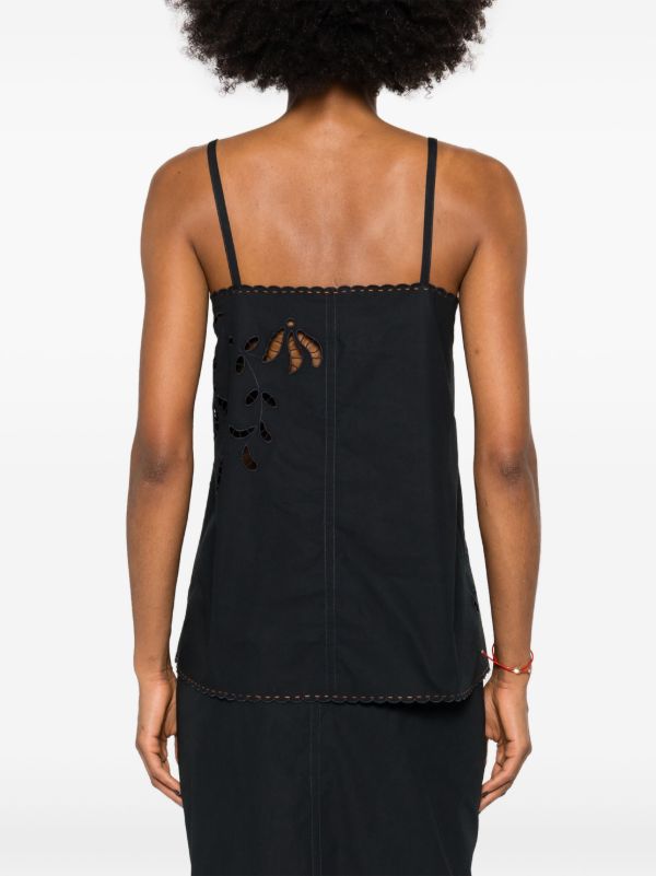 Vita Kin Black Floral-Embroidered Cotton Top | Browns Vests & Tank Tops