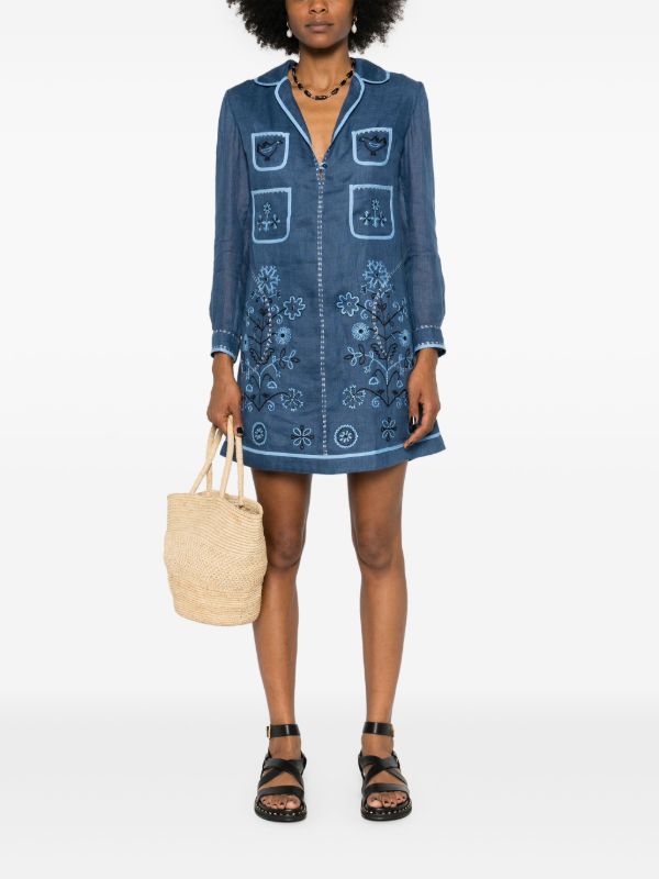 Vita Kin Blue Misha Linen Mini Dress | Browns Day Dresses