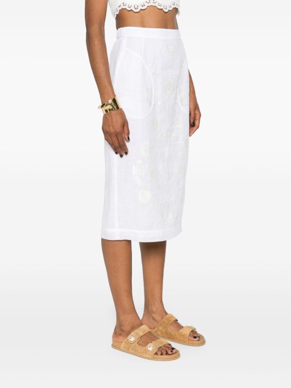 Vita Kin White Cut-Embroidered Linen Skirt | Browns High-Waisted Skirts