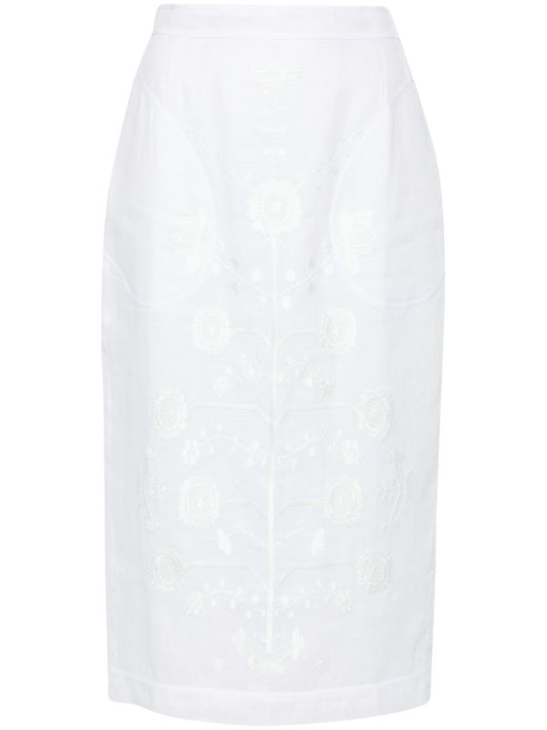 Vita Kin White Cut-Embroidered Linen Skirt | Browns High-Waisted Skirts