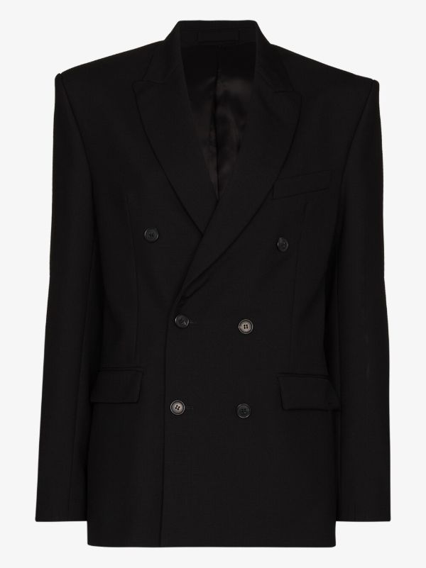 WARDROBE.NYC black double-breasted wool blazer | Browns Suit Jackets