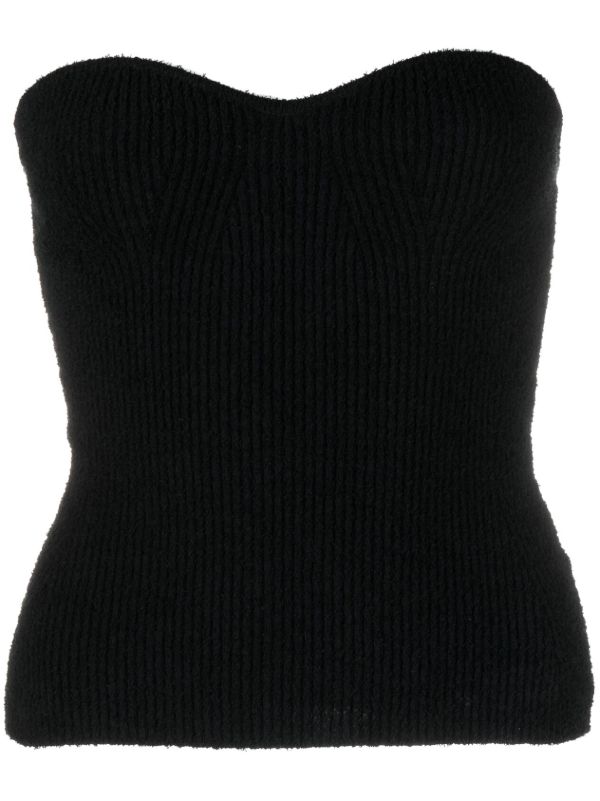 WARDROBE.NYC Black ribbed strapless top | Browns Knitted Tops