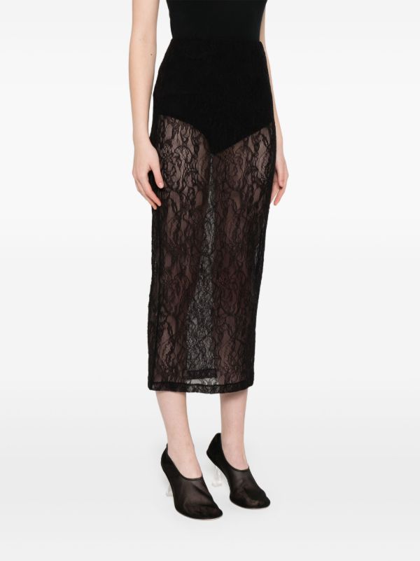 WARDROBE.NYC Lace Midi Skirt | Browns Straight Skirts