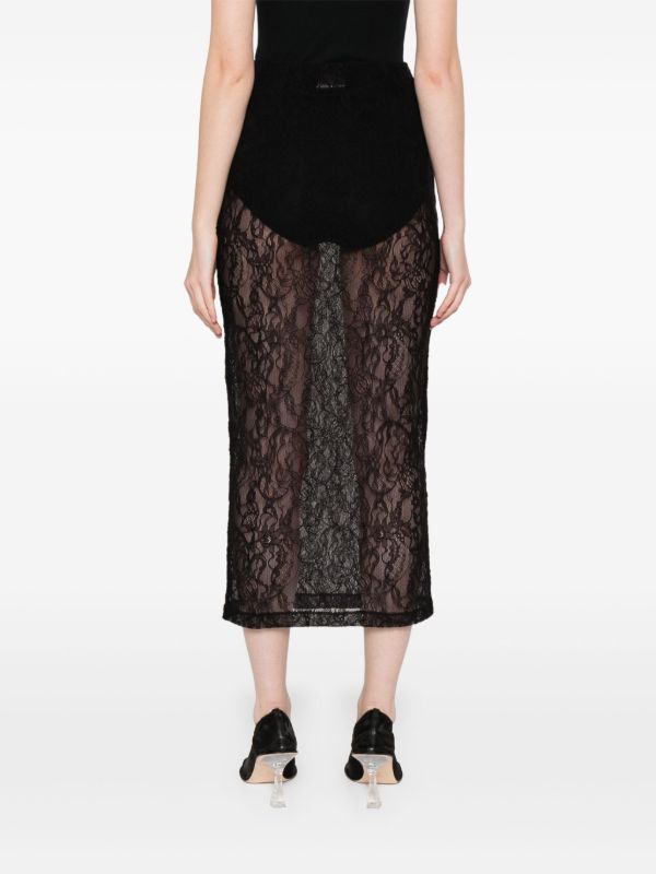 WARDROBE.NYC Lace Midi Skirt | Browns Straight Skirts