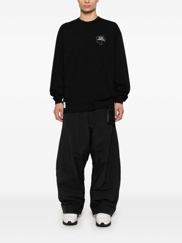 WTAPS Black Slogan-Embroidered T-Shirt | Browns T-Shirts