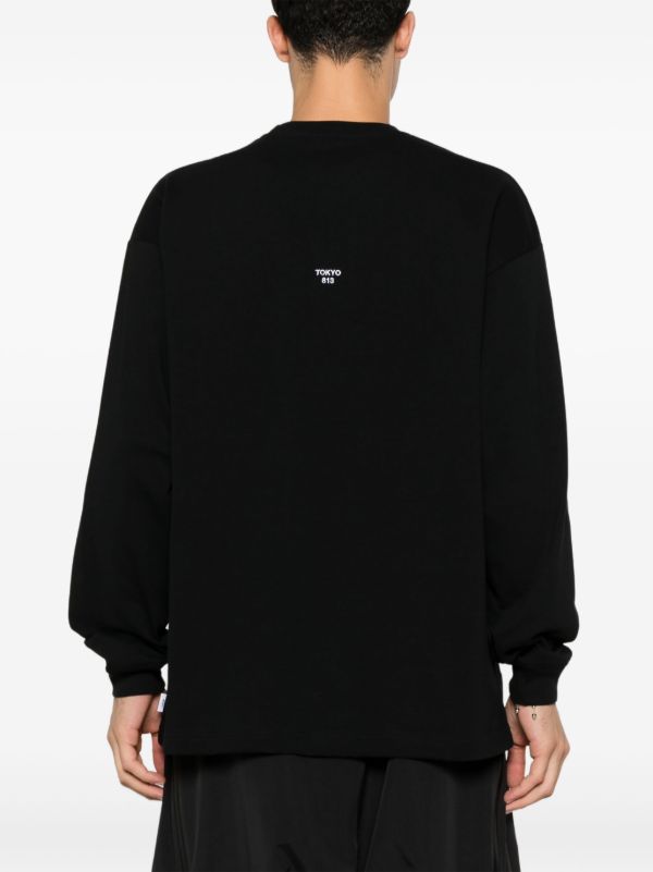 WTAPS Black Slogan-Embroidered T-Shirt | Browns T-Shirts