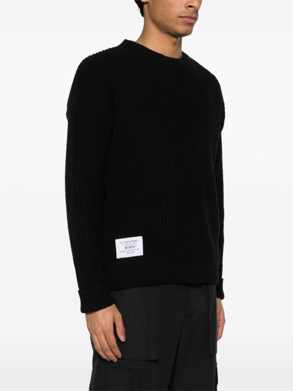 WTAPS Black V-Neck Ribbed Cardigan | Browns Cardigans