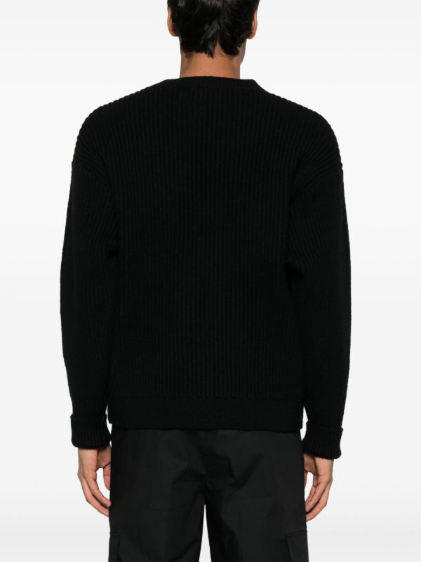 WTAPS Black V-Neck Ribbed Cardigan | Browns Cardigans