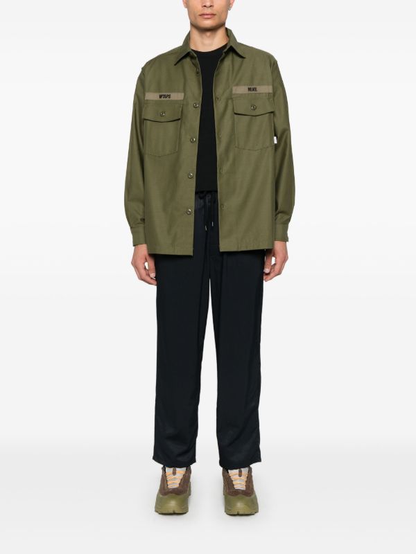 WTAPS Green Logo-Embroidered Shirt | Browns Shirts