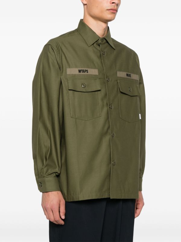 WTAPS Green Logo-Embroidered Shirt | Browns Shirts