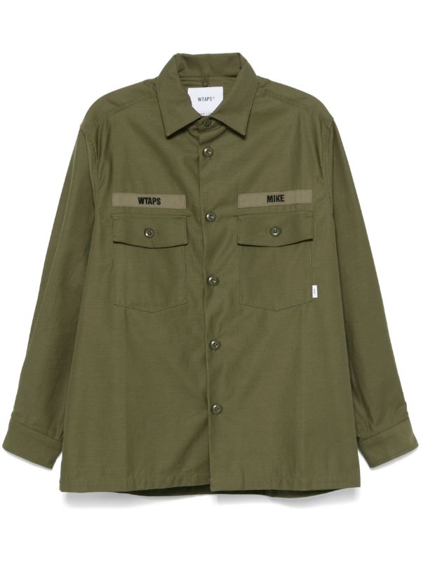 WTAPS Green Logo-Embroidered Shirt | Browns Shirts