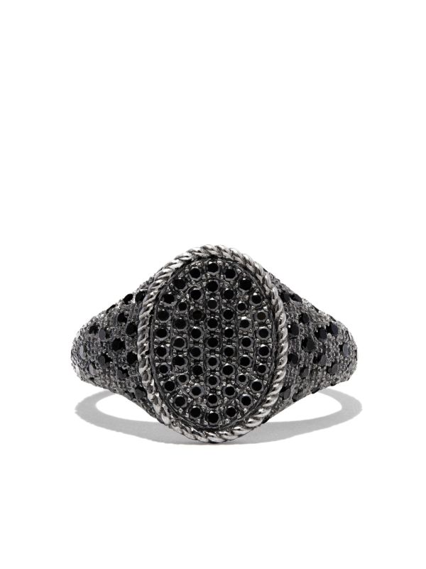 Yvonne Léon 18K Black Gold Diamond Signet Ring | Browns Rings