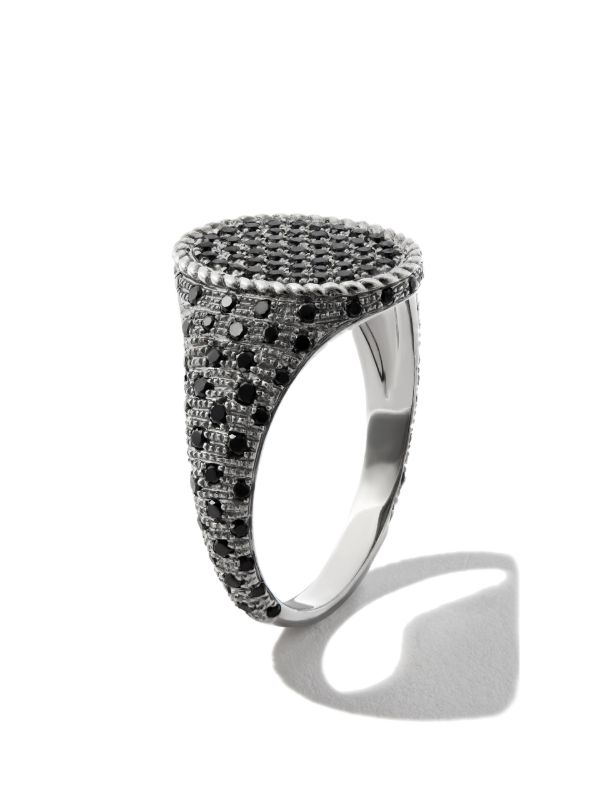 Yvonne Léon 18K Black Gold Diamond Signet Ring | Browns Rings