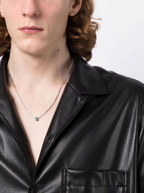 Yvonne Léon 18K White Gold Solitaire Emerald Necklace | Browns Necklaces