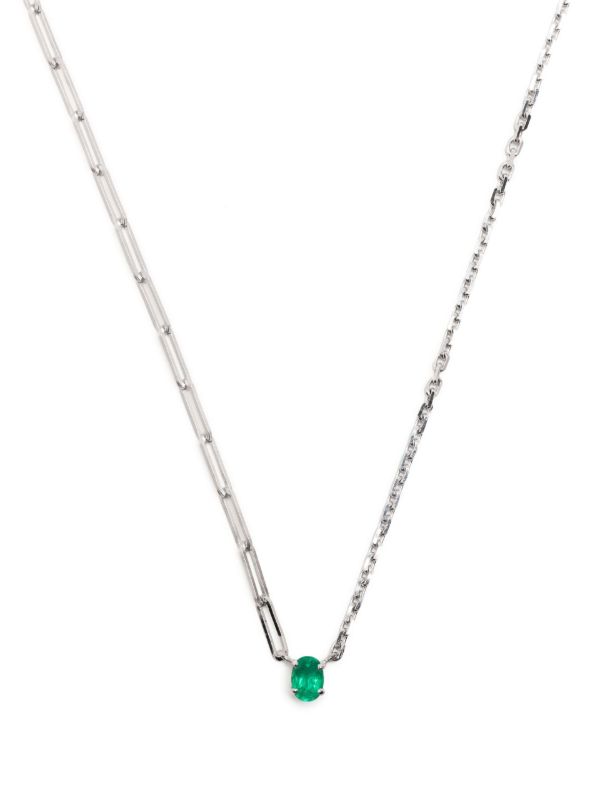 Yvonne Léon 18K white gold Solitaire emerald necklace | Browns Necklaces