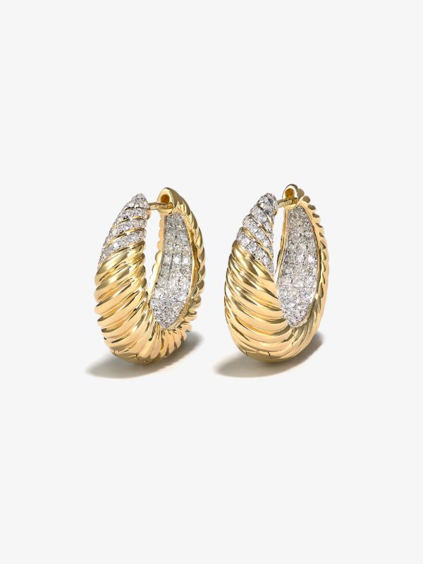 Yvonne Léon 18K yellow gold Godrons diamond hoop earrings | Browns Fine Earrings
