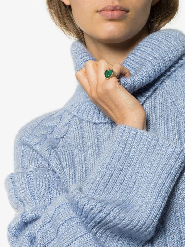 Yvonne Léon 18K Yellow Gold Heart Malachite And Diamond Signet Ring | Browns Fine Rings