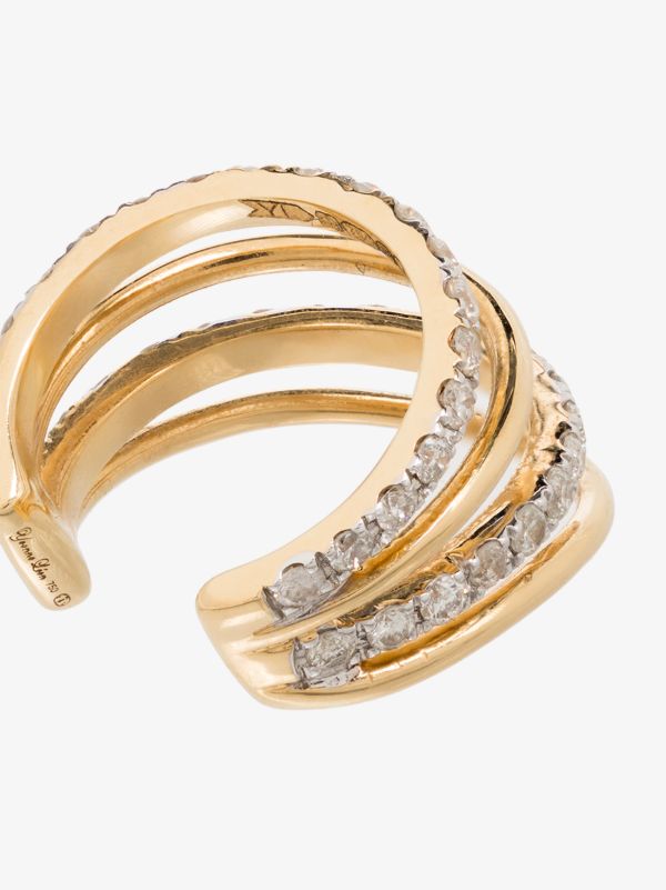 Yvonne Léon 18K Yellow Gold Layered Diamond Ear Cuff | Browns Fine Earrings