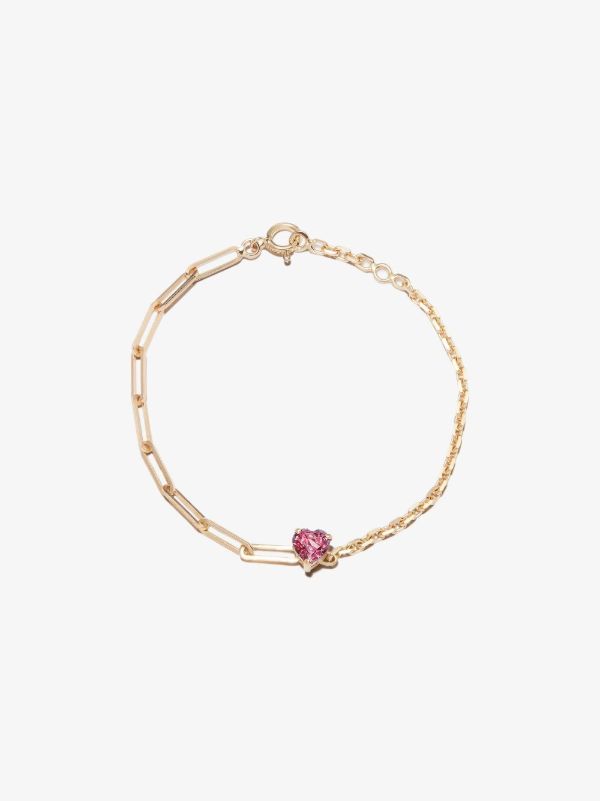 Yvonne Léon 18K yellow gold mixed chain Rhodolite bracelet | Browns Fine Bracelets