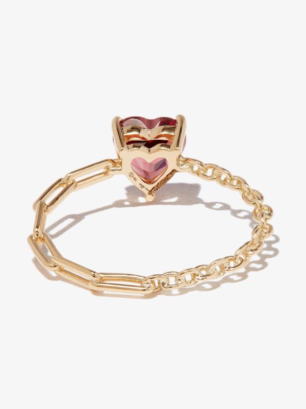 Yvonne Léon 18K Yellow Gold Rhodolite Heart Chain Ring | Browns Fine Rings