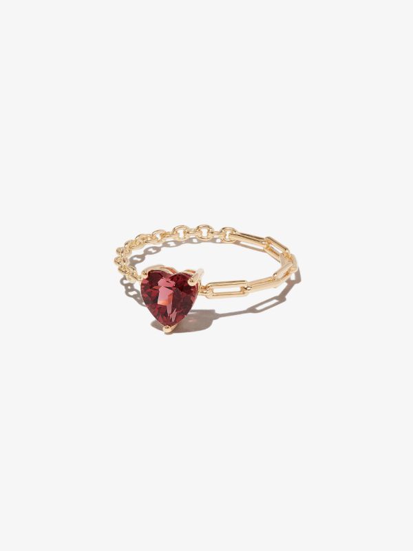 Yvonne Léon 18K yellow gold rhodolite heart chain ring | Browns Fine Rings