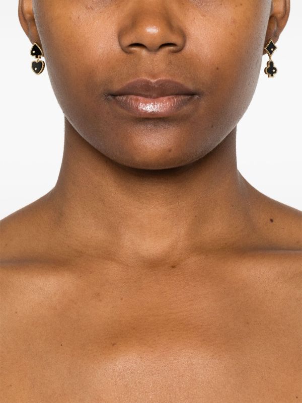 Yvonne Léon 9K Gold Casino Diamond And Agate Earrings | Browns Fine Earrings