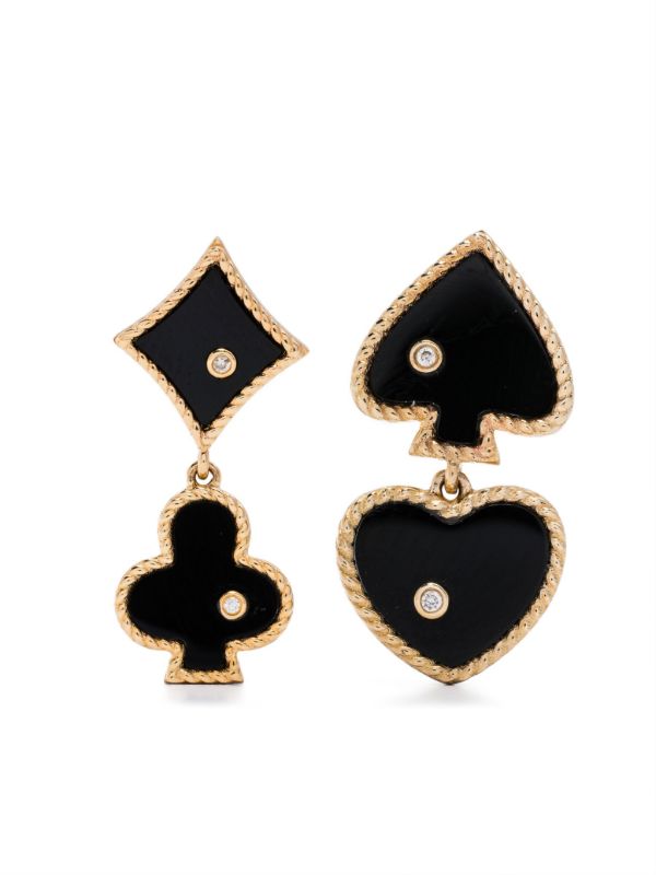 Yvonne Léon 9K Gold Casino Diamond And Agate Earrings | Browns Fine Earrings