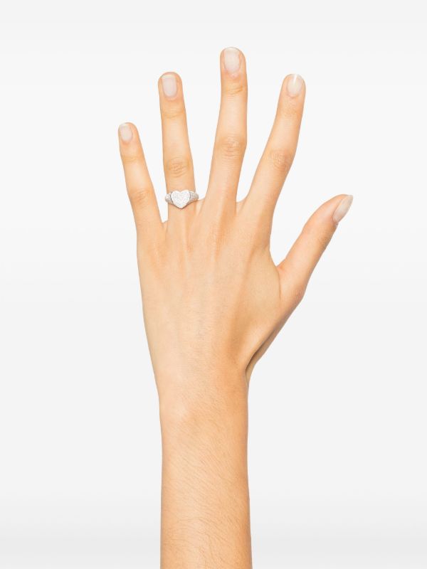 Yvonne Léon 9K White Gold Mini Coeur Diamond Ring | Browns Fine Rings