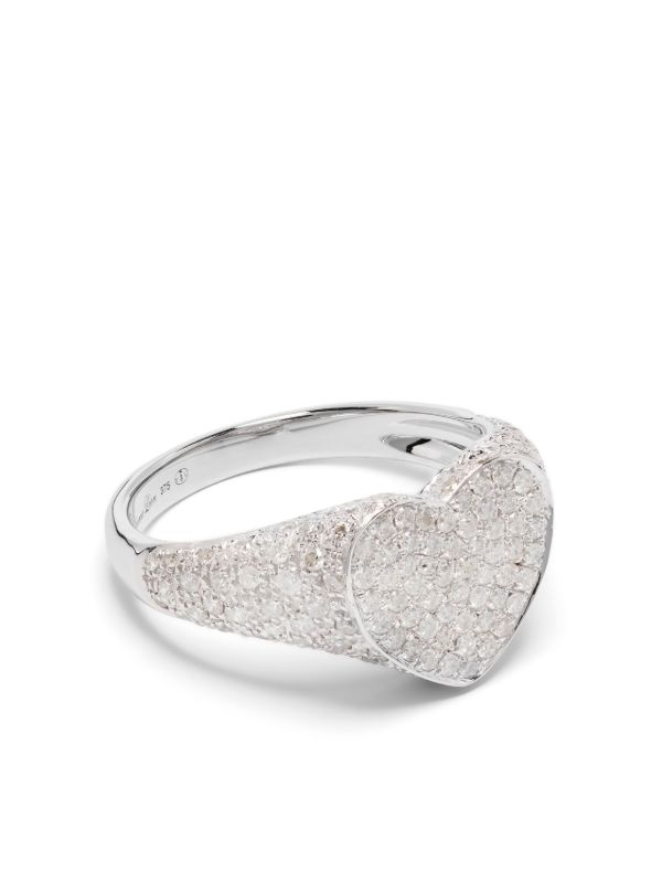 Yvonne Léon 9K White Gold Mini Coeur Diamond Ring | Browns Fine Rings