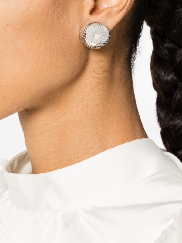 Yvonne Léon 9K White Gold Paire De Maxi Boucles D'oreille Boule Disco Diamonds Earrings | Browns Fine Earrings