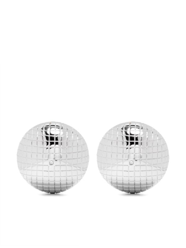 Yvonne Léon 9K White Gold Paire De Maxi Boucles D'oreille Boule Disco Diamonds Earrings | Browns Fine Earrings