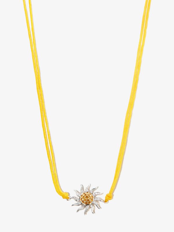 Yvonne Léon 9K white gold Sun citrine diamond pendant necklace | Browns Fine Necklaces