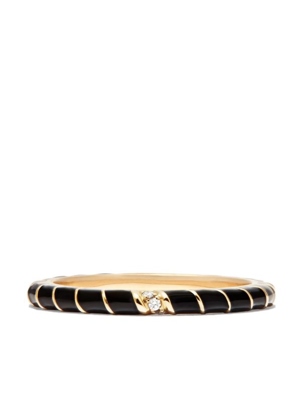 Yvonne Léon 9K Yellow Gold Alliance Enamel Diamond Ring | Browns Rings