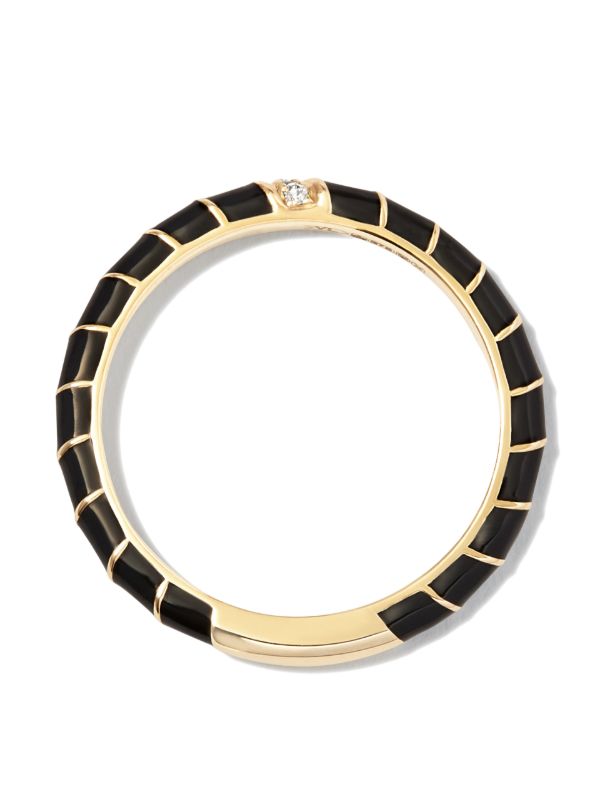 Yvonne Léon 9K Yellow Gold Alliance Enamel Diamond Ring | Browns Rings